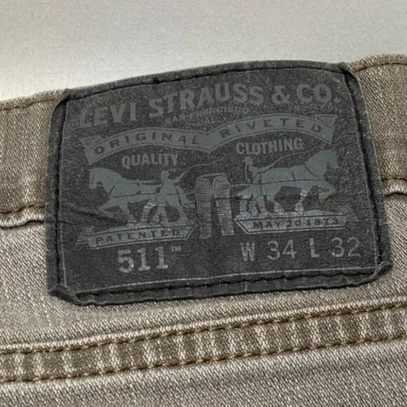 Levi's 511 Slim Fit Men's Jeans 34x32 LEVI Strauss Grey Stretch 5 Pocket GUC - Picture 8 of 15